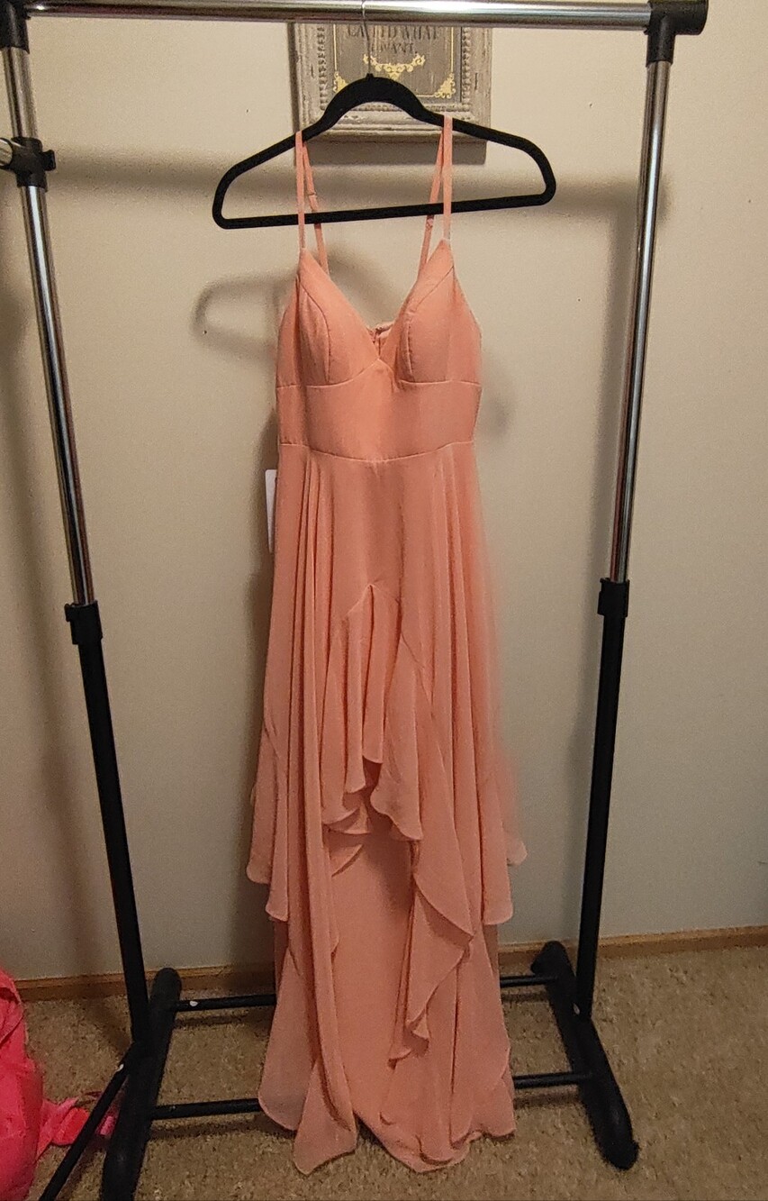Azazie Coral Peach Spaghetti Strap Maxi Dress